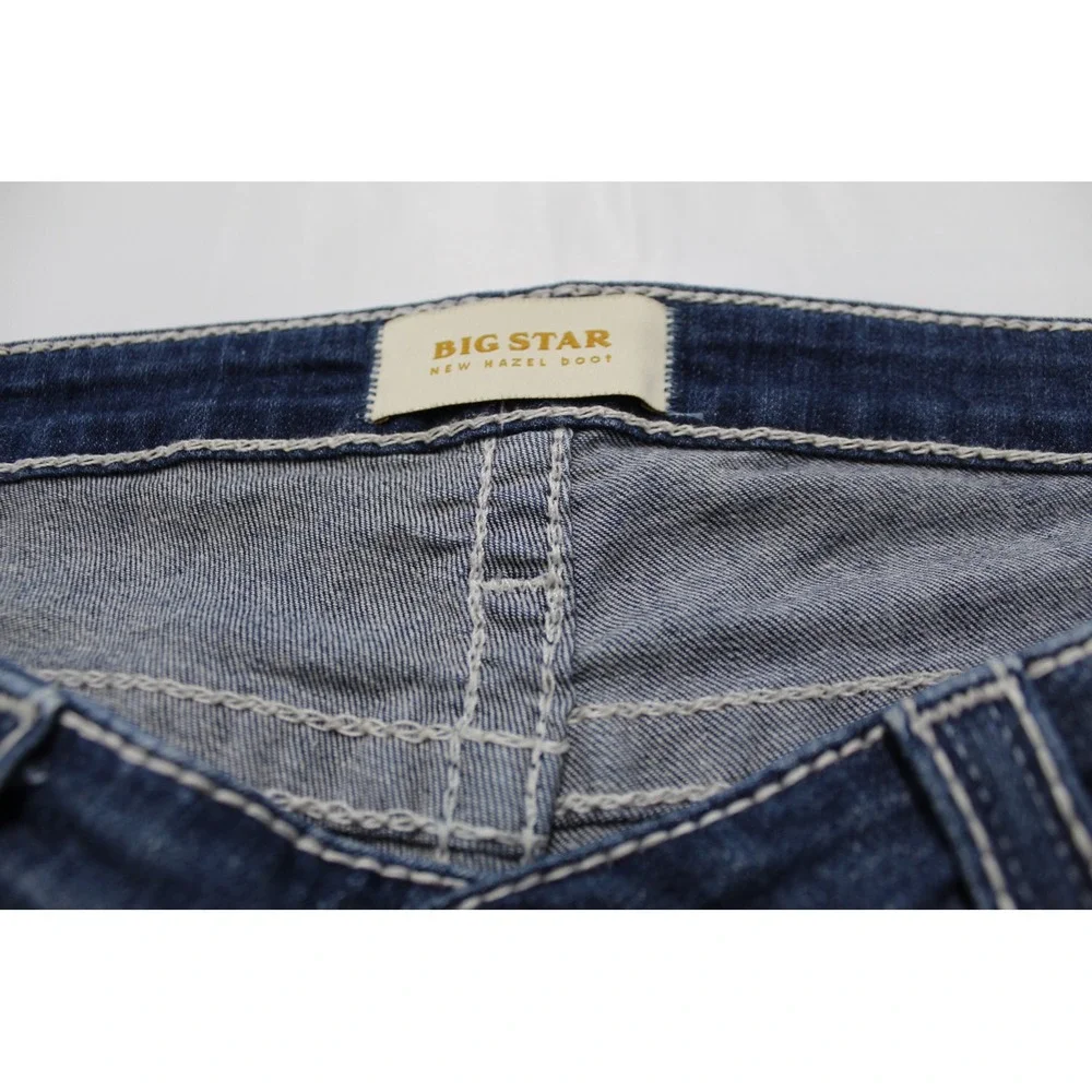 Big Star New Hazel Bootcut Jeans Dark Wash Embroidered Pockets 32R SWHAZMRP